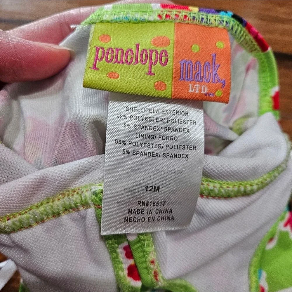 Penelope Mack, LTD Baby One Piece Floral Halter Tie Neck Swimsuit Size 12M - Picture 8 of 8